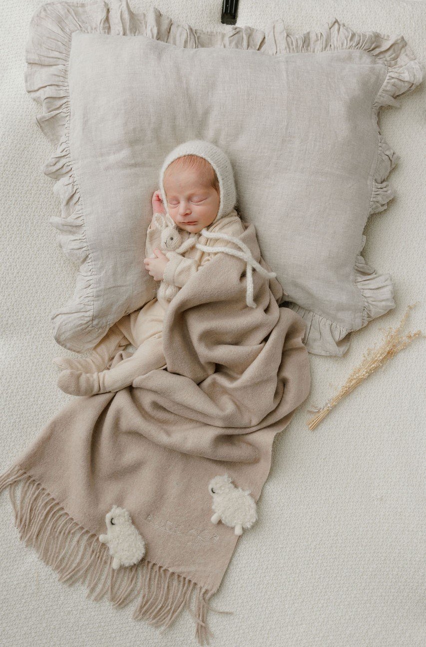 100% Lambswool Baby Blanket - Taupe — Peluche Blankets 100% Lambswool Baby Blanket - Taupe — Peluche Blankets